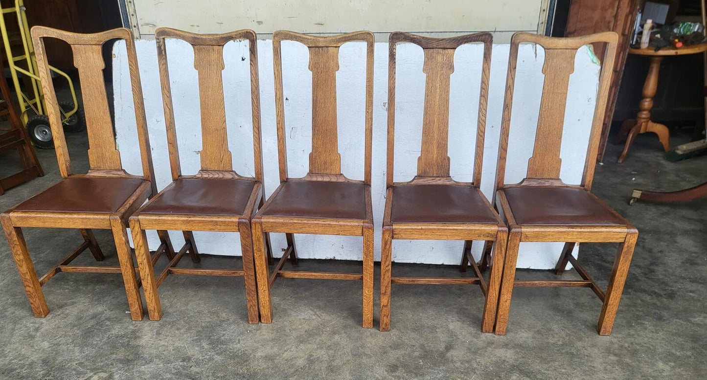 6 vintage high back oak dining chairs carver