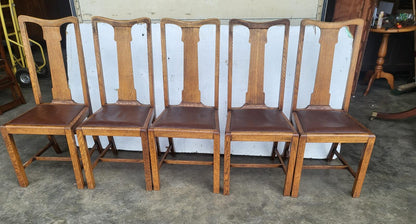 6 vintage high back oak dining chairs carver