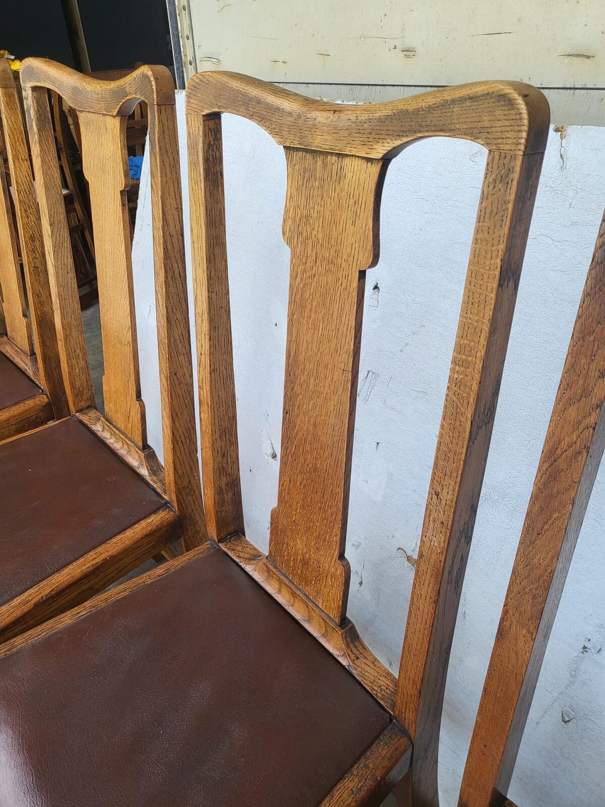 6 vintage high back oak dining chairs carver