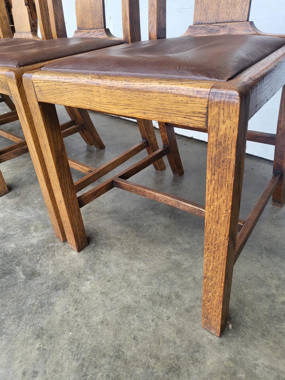 6 vintage high back oak dining chairs carver