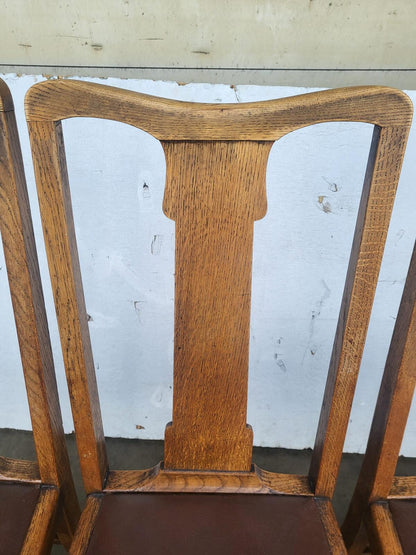 6 vintage high back oak dining chairs carver