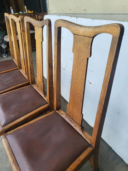 6 vintage high back oak dining chairs carver