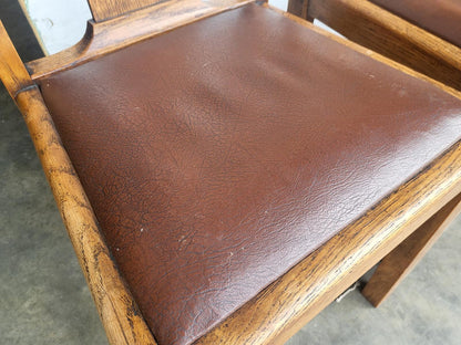 6 vintage high back oak dining chairs carver