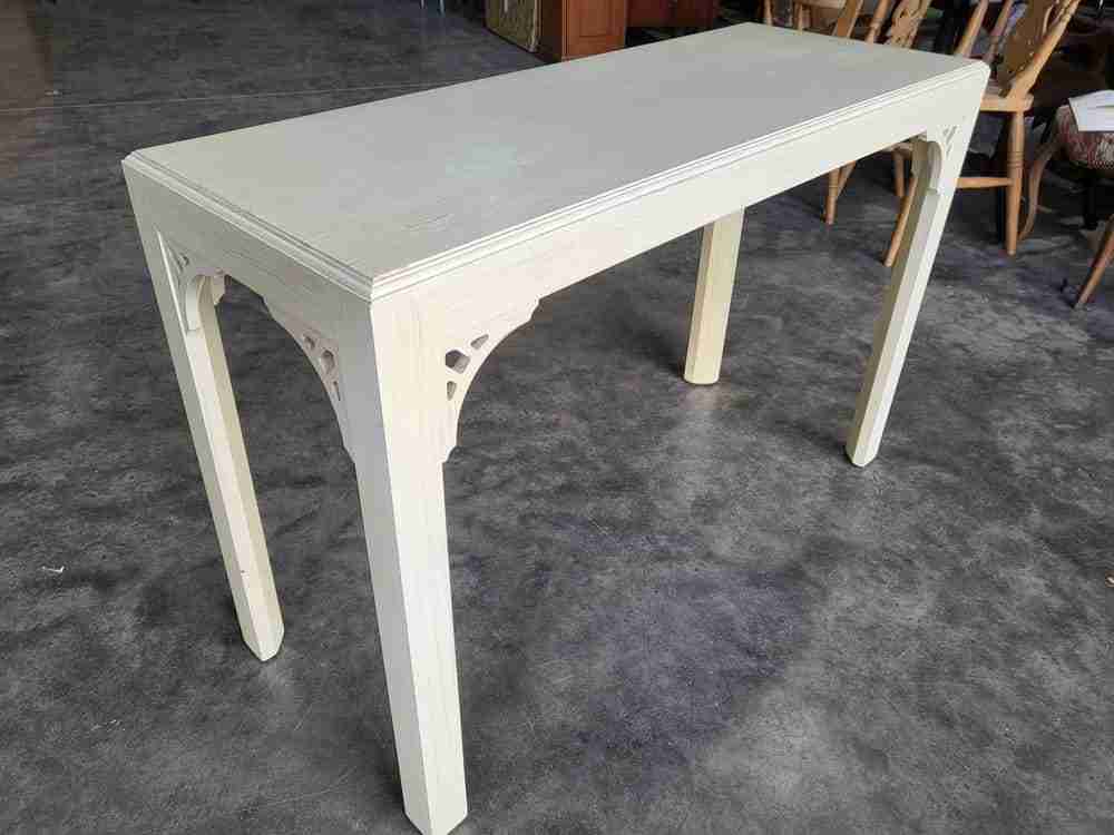 Vintage 20thC painted cream long console hall server work table desk