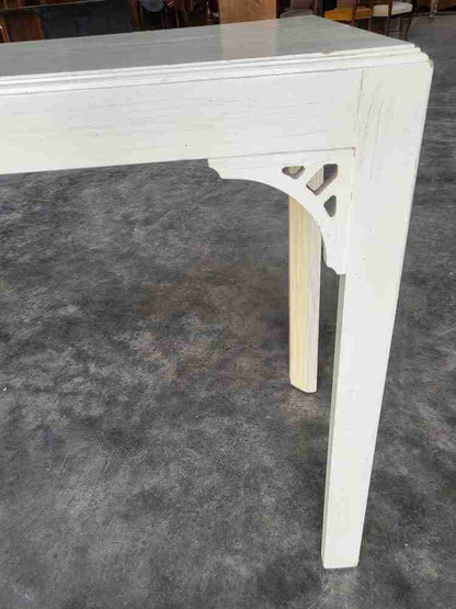 Vintage 20thC painted cream long console hall server work table desk