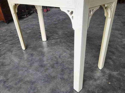 Vintage 20thC painted cream long console hall server work table desk