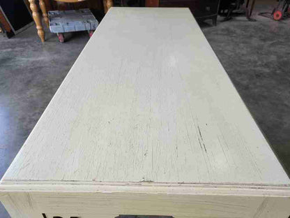 Vintage 20thC painted cream long console hall server work table desk