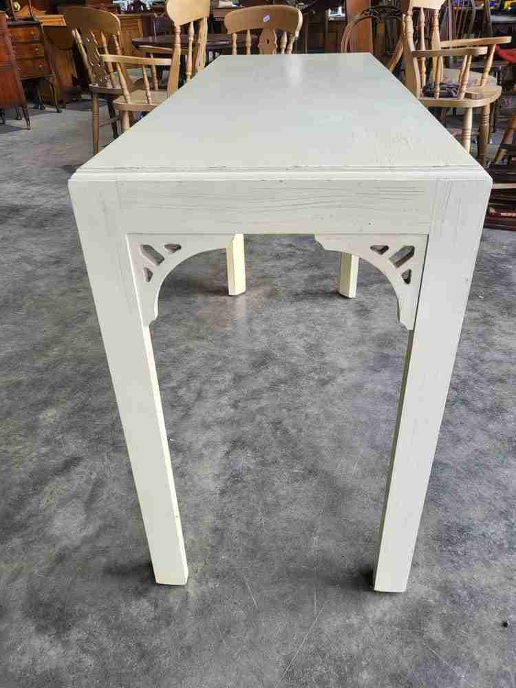 Vintage 20thC painted cream long console hall server work table desk
