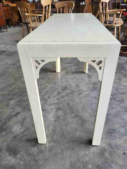 Vintage 20thC painted cream long console hall server work table desk