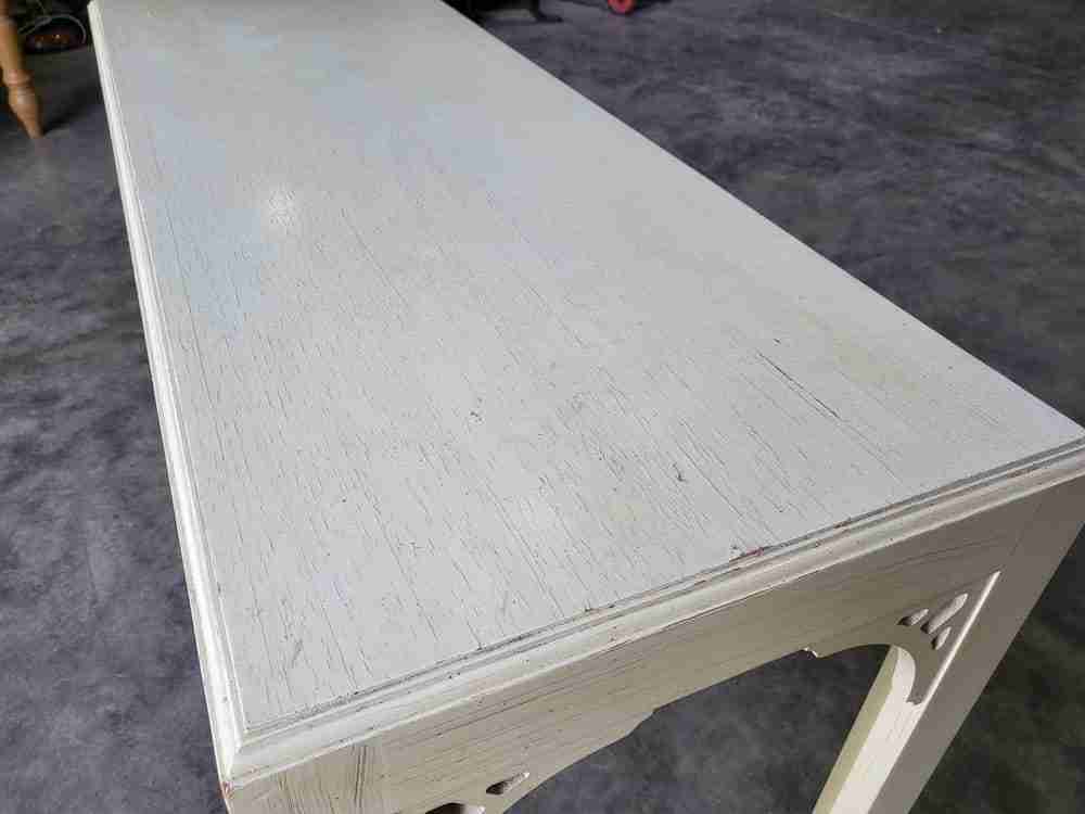 Vintage 20thC painted cream long console hall server work table desk