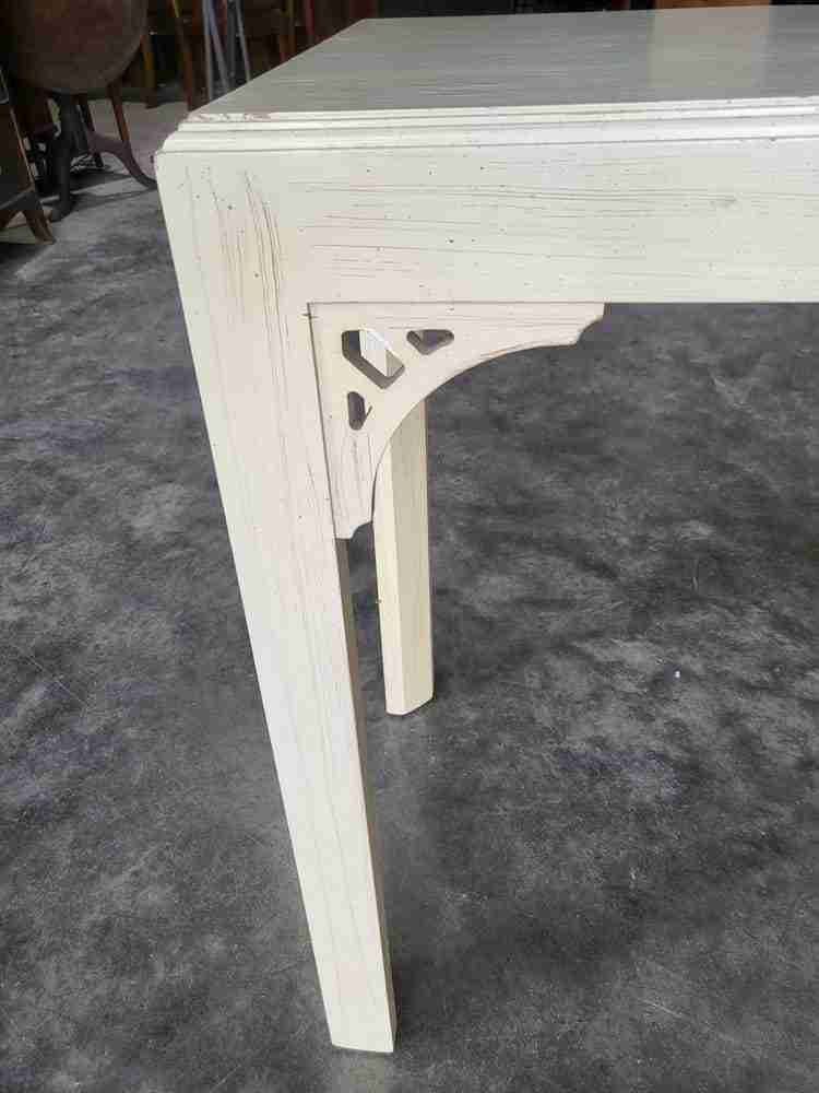 Vintage 20thC painted cream long console hall server work table desk