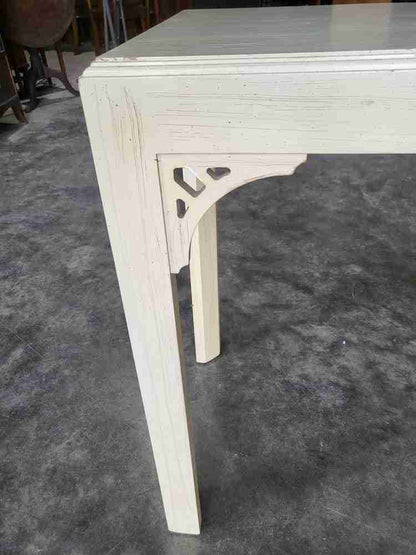 Vintage 20thC painted cream long console hall server work table desk