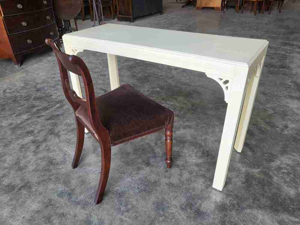 Vintage 20thC painted cream long console hall server work table desk