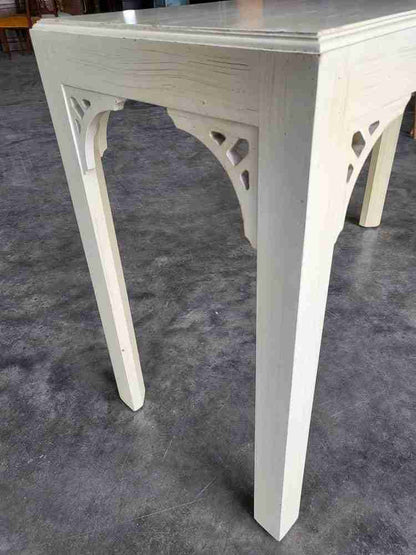 Vintage 20thC painted cream long console hall server work table desk
