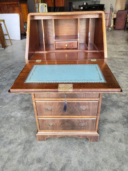 Vintage small thin slim bureau writing desk drawers