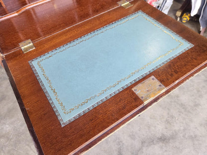 Vintage small thin slim bureau writing desk drawers