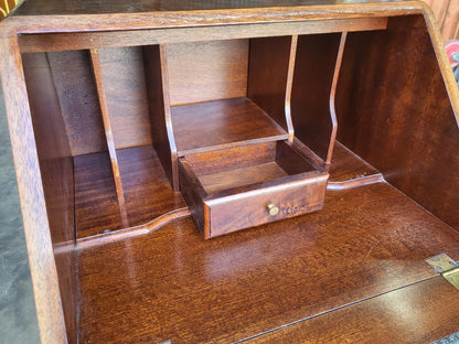 Vintage small thin slim bureau writing desk drawers