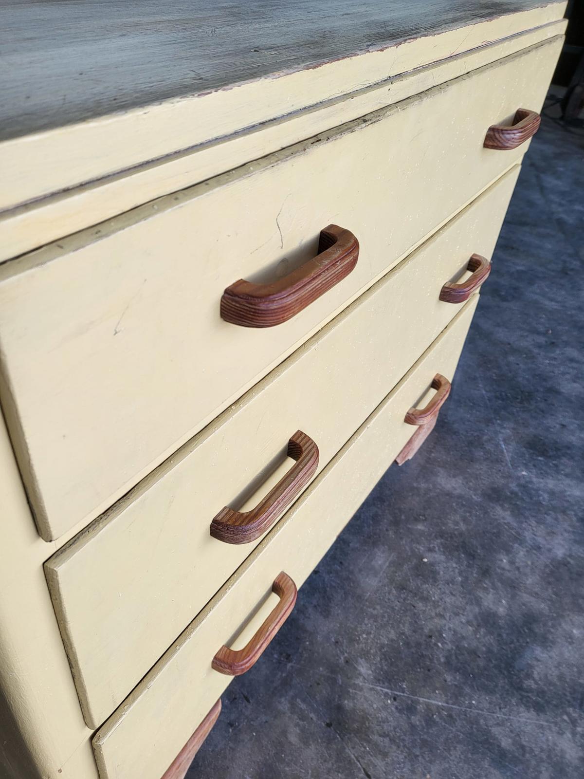 Vintage small low painted chest of drawers 3 drawers