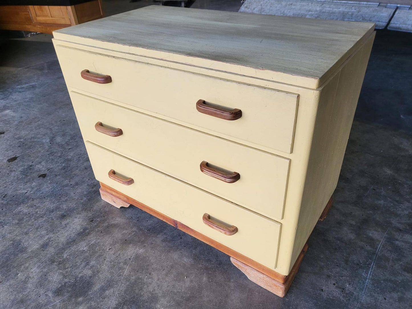 Vintage small low painted chest of drawers 3 drawers
