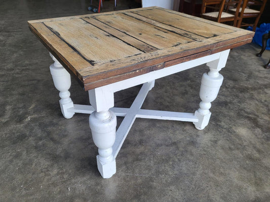 Vintage square drawer leaf extending dining table seat 8