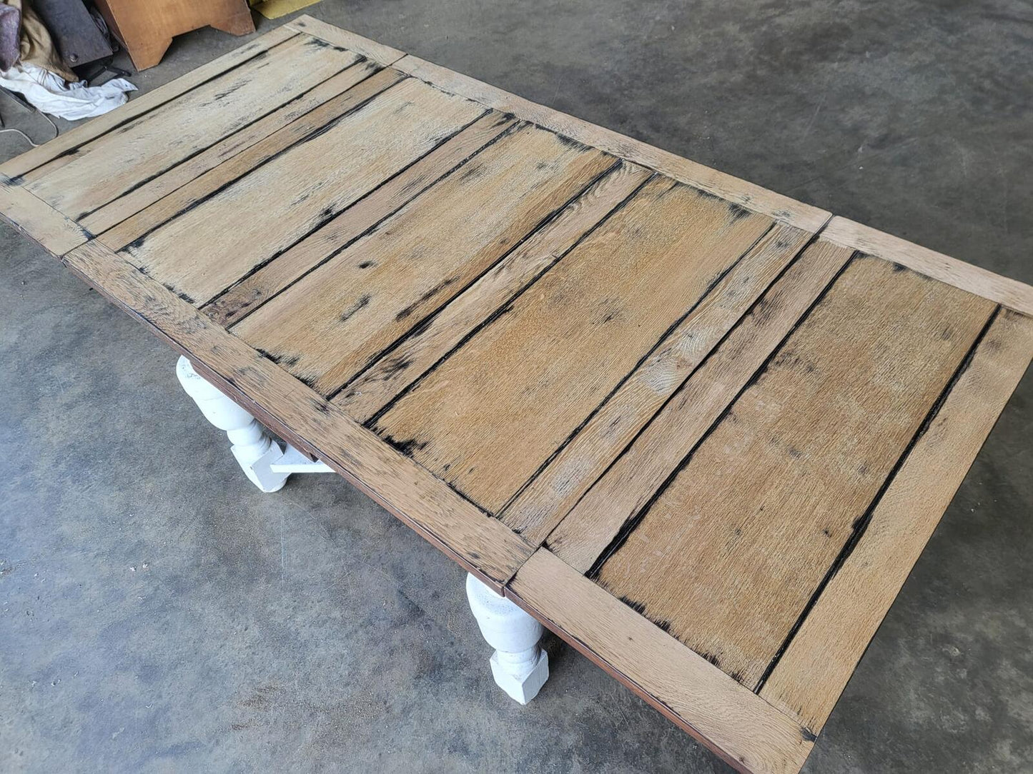 Vintage square drawer leaf extending dining table seat 8
