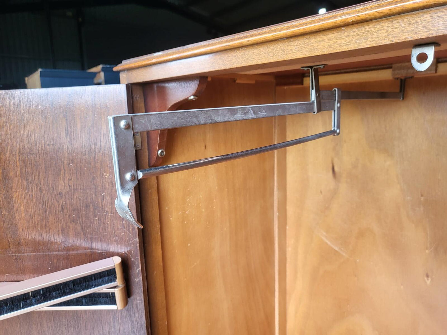 Vintage maple small wardrobe cabriole legs drawers shelves
