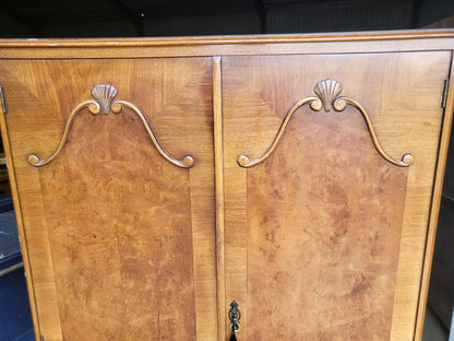 Vintage maple small wardrobe cabriole legs drawers shelves