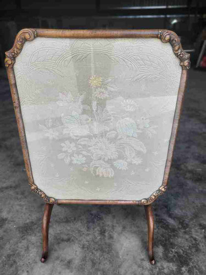 Vintage 20thc walnut tilt top embroidered needlework coffee side end table