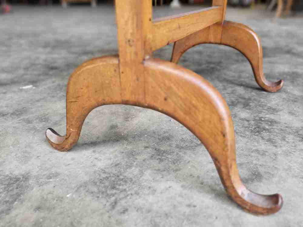 Vintage 20thc walnut tilt top embroidered needlework coffee side end table