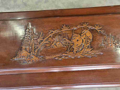 Vintage 20thC Chinese carved camphor wood  trunk chest storage box coffer