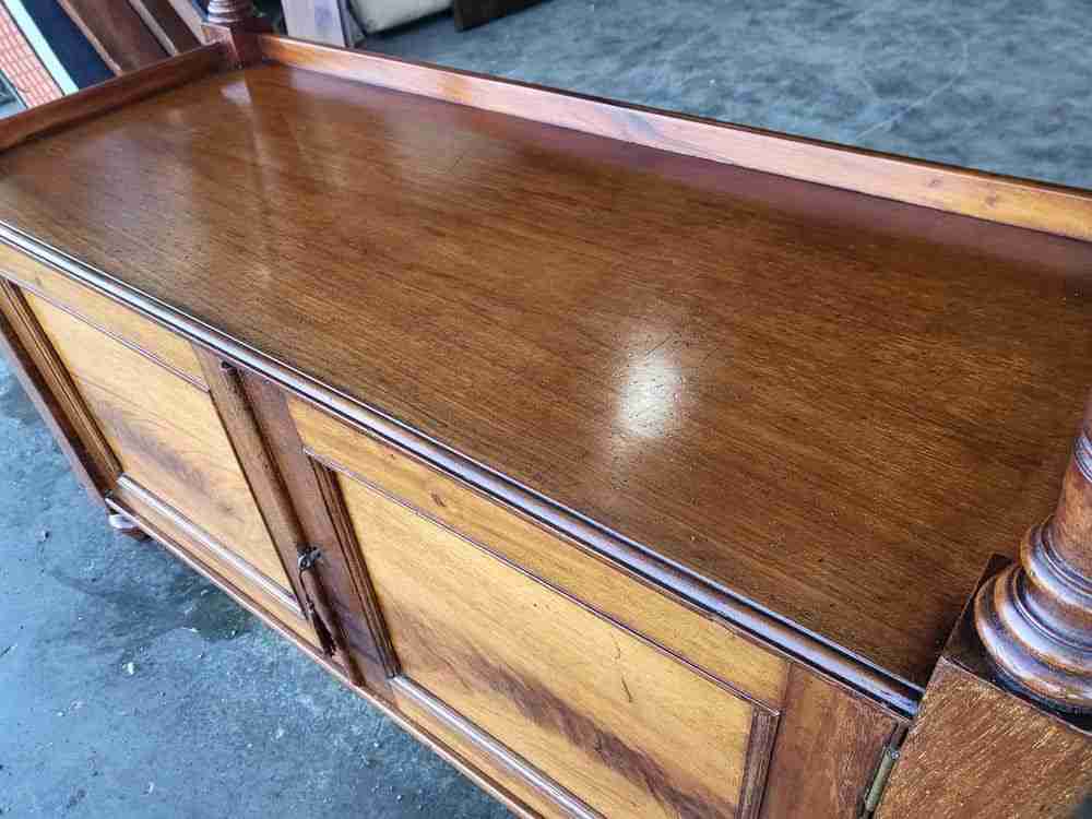 Antique mahogany two tier buffet serving table cupboard