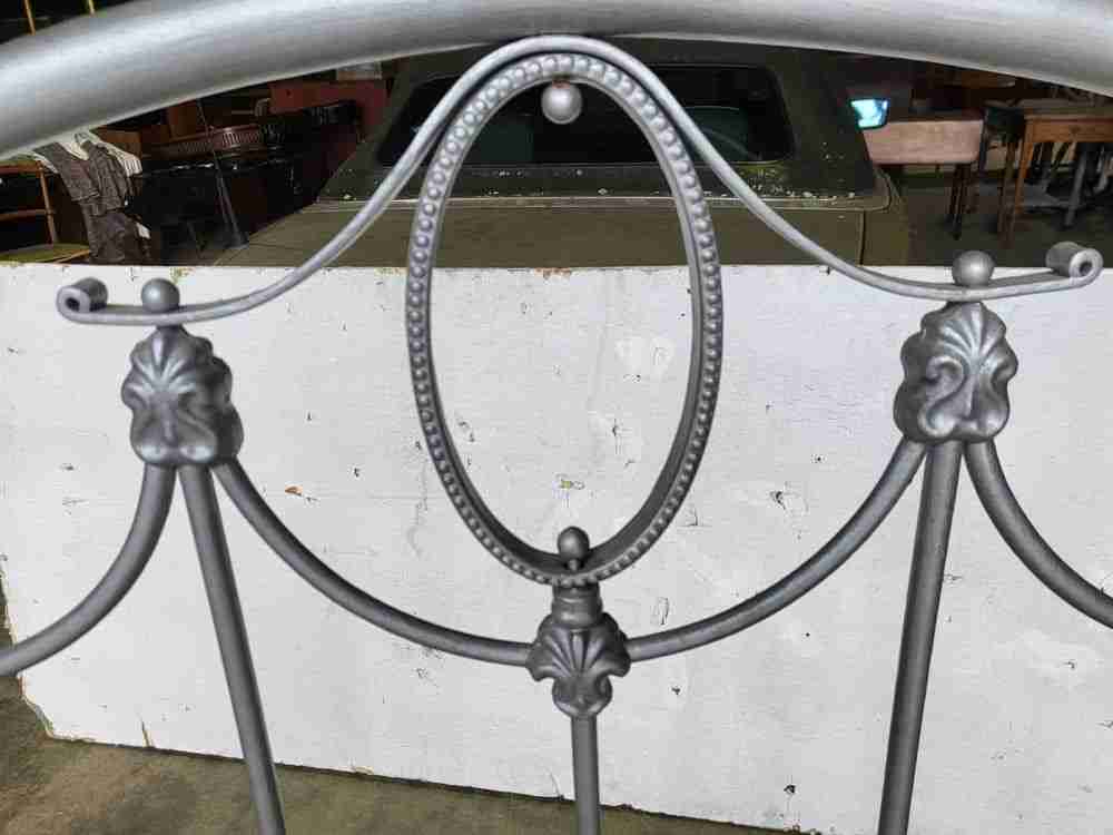 Antique Victorian cast iron small double bed frame + base