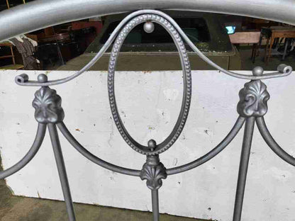 Antique Victorian cast iron small double bed frame + base