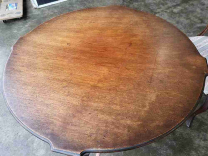Antique round occasional 2 tier side dining table tapered legs