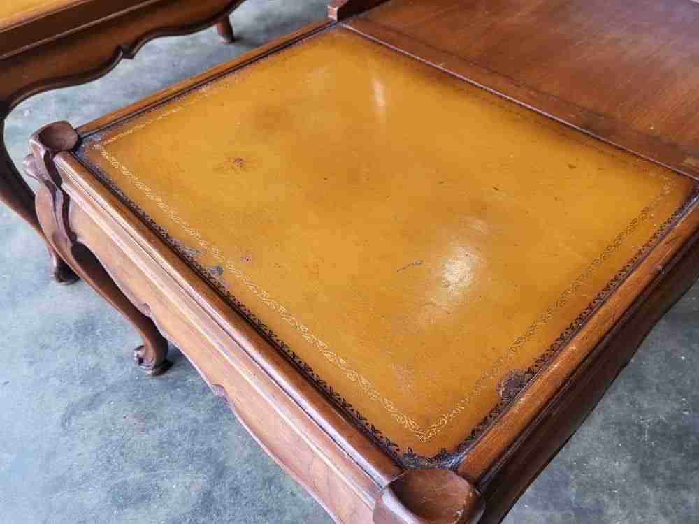 Pair antique repro French side end sofa tables cabriole legs