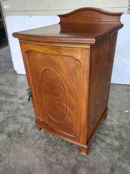 Antique bow front side end cupboard cabinet drawer