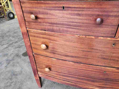 Vintage 20thC bow front chest of drawers 2 over 2 tapered legs