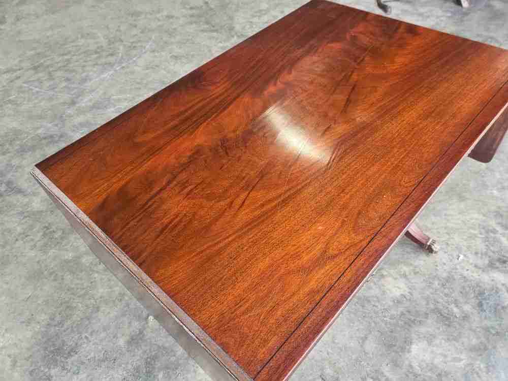 Antique repro extending Lyre sofa coffee work table drawers