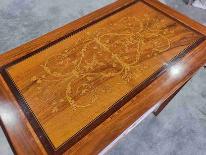 Sheraton revival antique inlaid writing desk drawer table