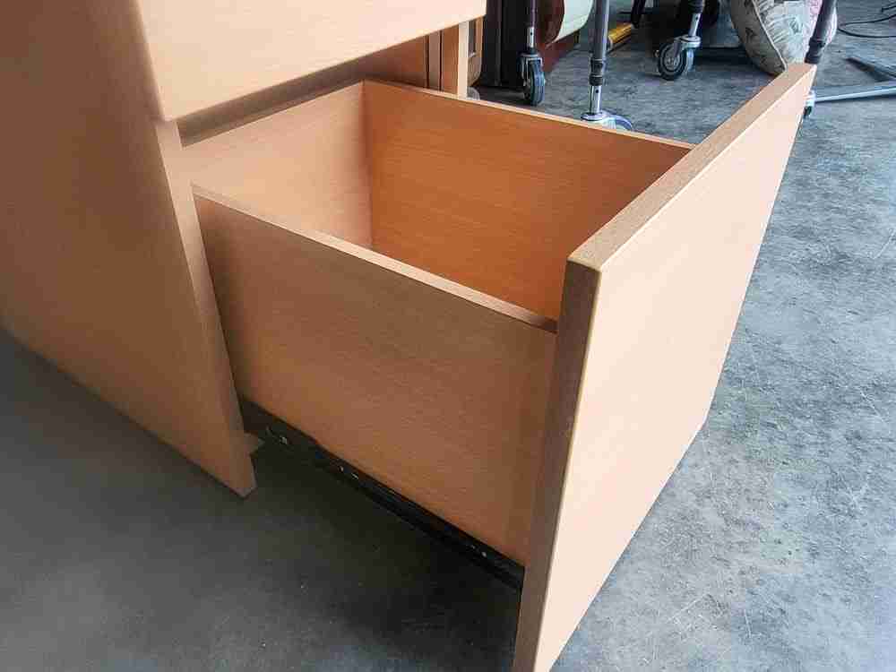 Pair two beech small low 2 drawer filing cabinets drawers