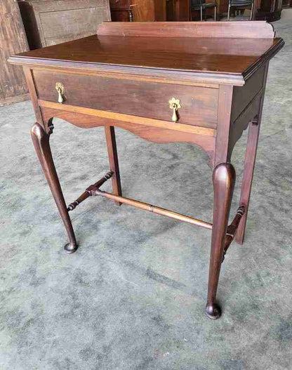 Antique mahogany tall cutlery hall table Drawer cabriole legs pad feet