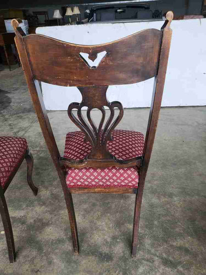 4 Antique art nouveau high back dining chairs curved legs