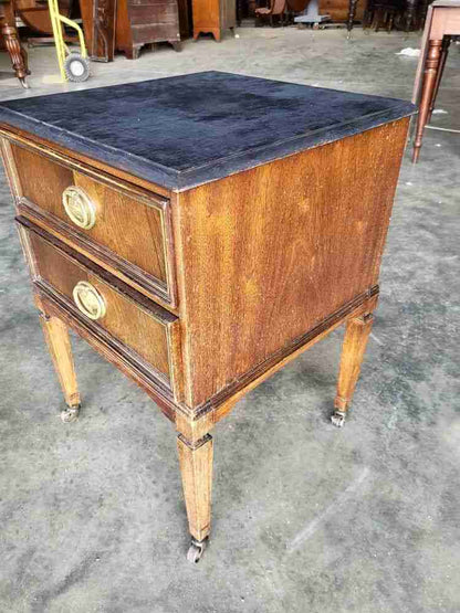 Antique Edwardian side end lamp table 2 drawers tapered legs