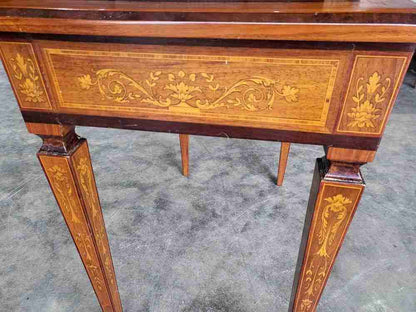 Sheraton revival antique inlaid writing desk drawer table