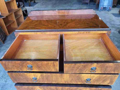 Antique Deco walnut 2 over 2 chest of drawers shoe cupboard