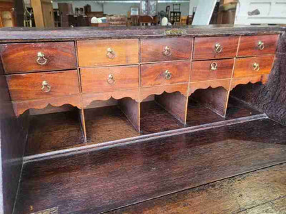 Antique Victorian oak bureau desk legs castors drawers