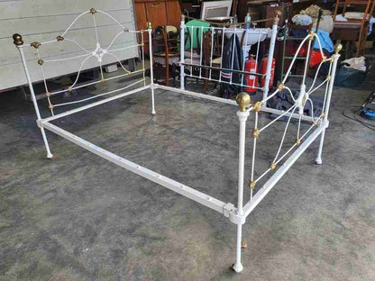 Antique Victorian cast iron double bed frame