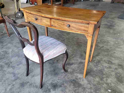 Antique Edwardian bow front 2 drawer writing table desk