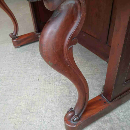 antique victorian mahogany panelled clerks desk table cabriole legs lift lid