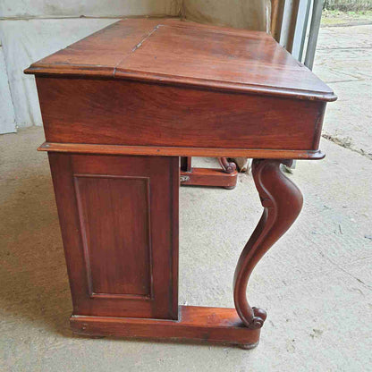 antique victorian mahogany panelled clerks desk table cabriole legs lift lid